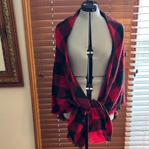 Red and Black Buffalo Plaid Wrap 58” x 72” NWOT